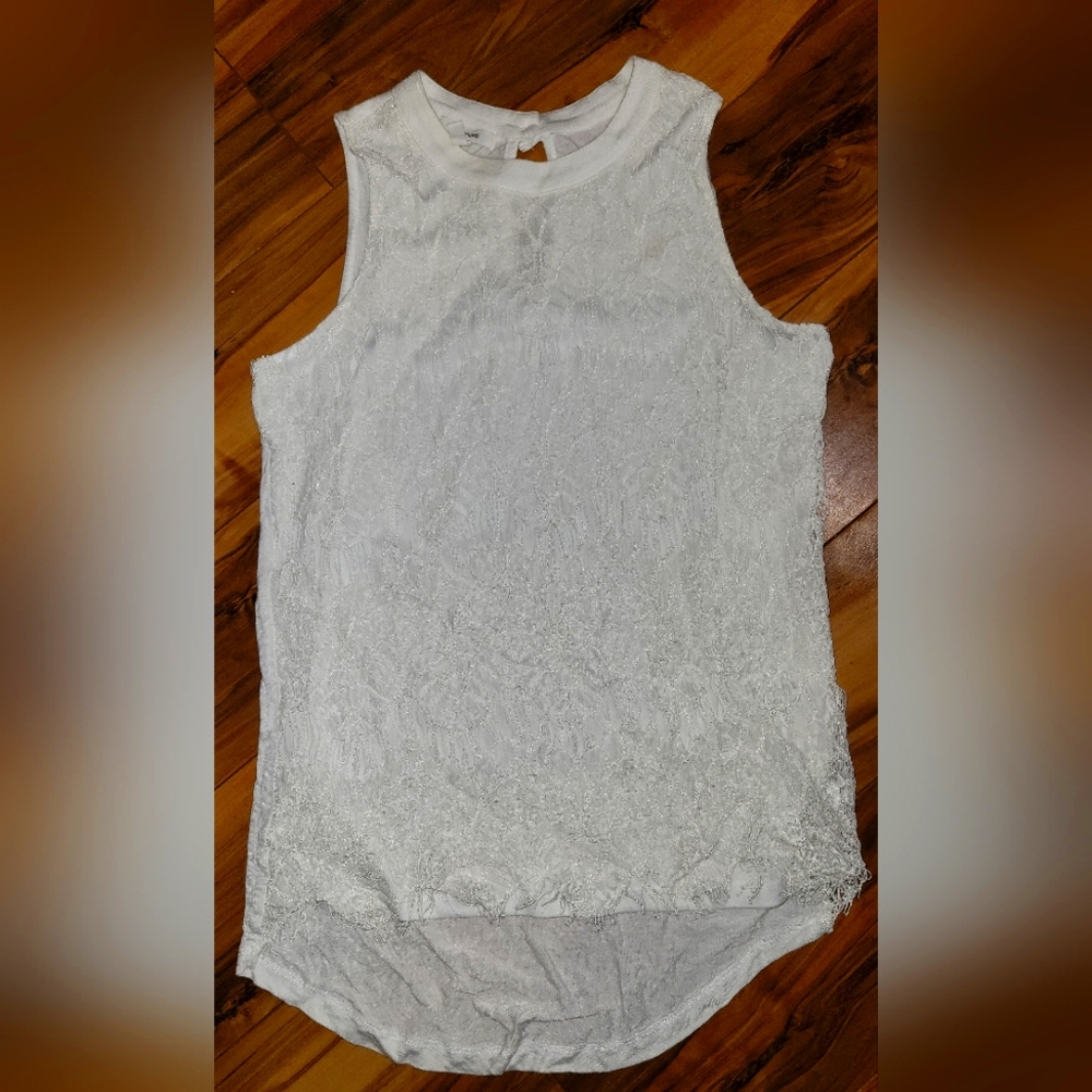 Womens white front lace tank top